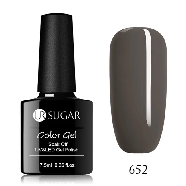 652 Ur Sugar 7,5 мл серый кофе серия Гель-лак УФ Цвет Vernis Полупостоянный гель Гибридный лак Маникюр праймер верхнее покрытие дизайн ногтей - Цвет: 652