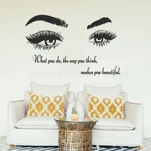Beautiful Wome Eyes Quotes Wall Decal eyelash brows Wall Decor Sticker Vinyl Art Bedroom Decorative Beauty Salon Poster Y106