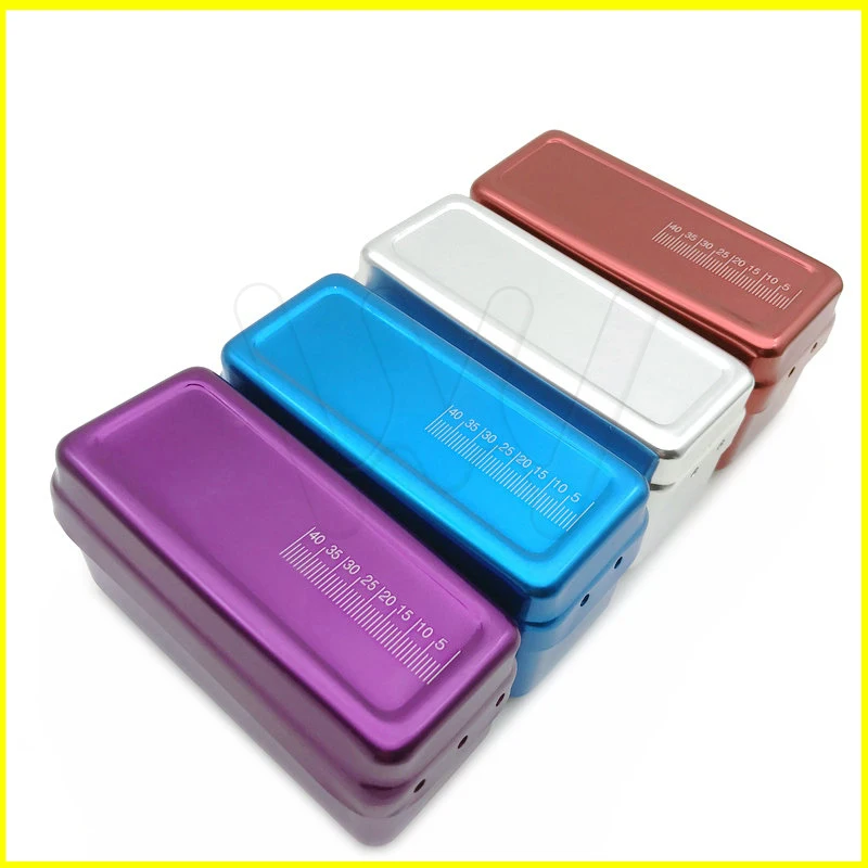1pc Aluminum Dental Disinfection Box Autoclave Sterilizer Case Burs Endo Files Holder 72 Holes For Burs (5)