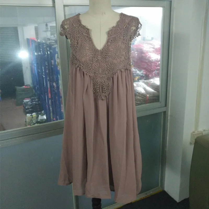 2018-Sexy-Chiffon-women-dress-summer-casual-Sleeveless-loose-dress-lady-Hollow-Out-White-tunic-lace
