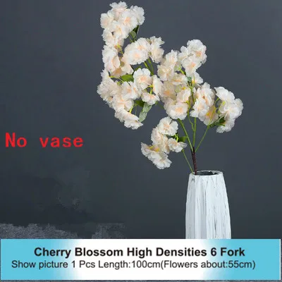 High Densities 4 6 fork Fake Cherry Blossom Flower Branch Begonia Sakura Tree Stem for Event Wedding Tree Deco Artificial Decora - Цвет: High 6 Fork