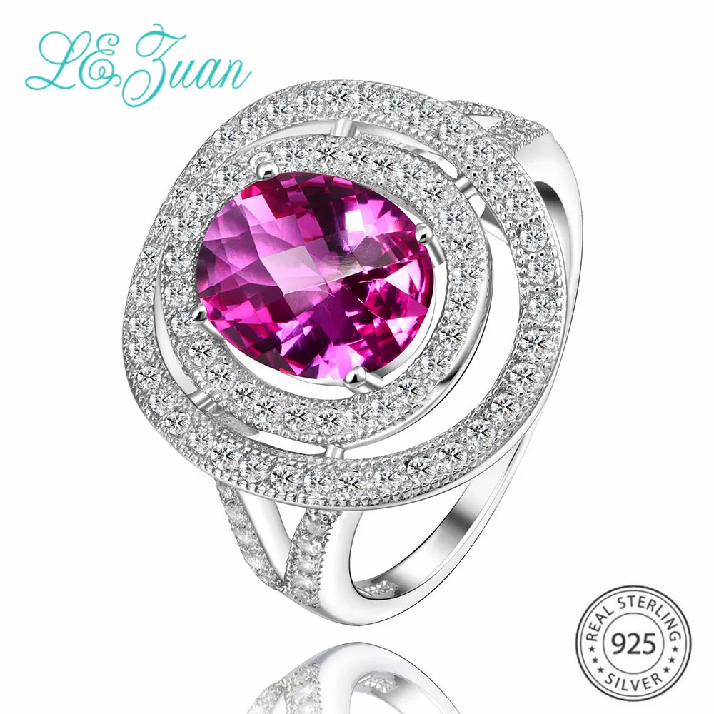 L &amp zuan Deluxe 2.86ct кольцо с розовым Рубином для женщин из стерлингового серебра 925