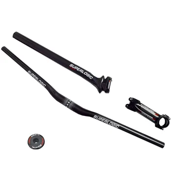 Superlogic Full Carbon Fiber Bicycle Handlebar Set 3k Flat Riser Handlebar +stem +seatpost Mtb Road Mountain Bike Bicycle Parts Superlogic Full Carbon Fiber Bicycle Handlebar Set 3k Flat Riser Handlebar +stem +seatpost Mtb Road Mountain Bike Bicycle Parts
