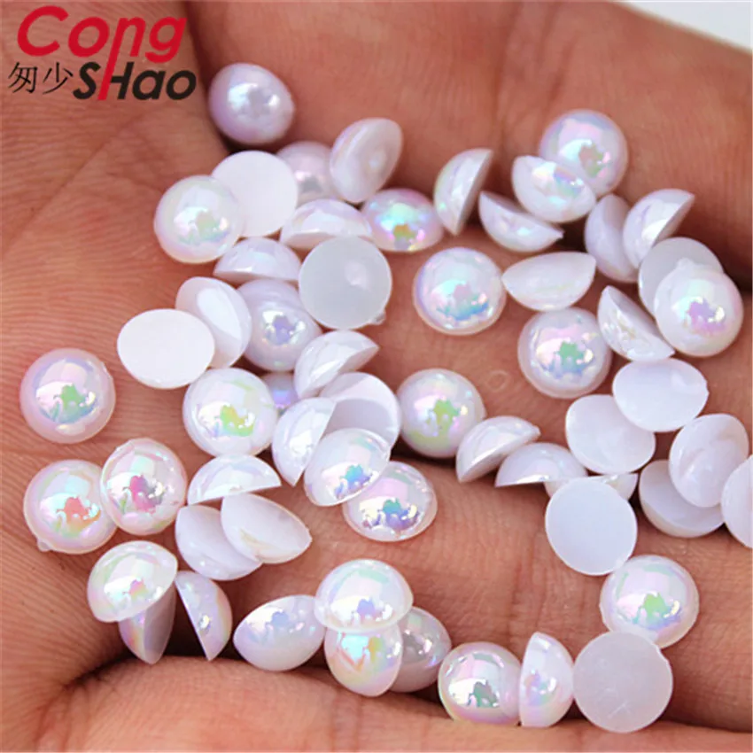 Cong Shao, 300 шт, 6 мм, AB, цветные, сделай сам, 3D, для маникюра, Типсы, круглые акриловые стразы, плоские с оборота, не исправляют ногти, ремесло, украшение ZZ588