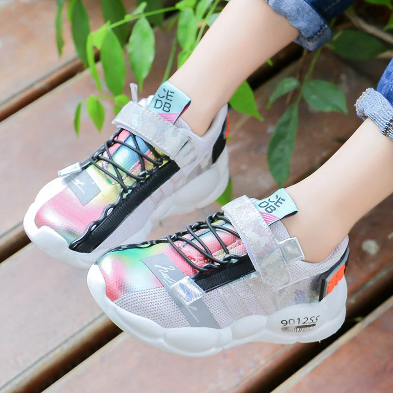 

2019 Ins kids sneakers fashions Children's shoes for boy girl Glittering reflection kids shoe girls glowing sneakers