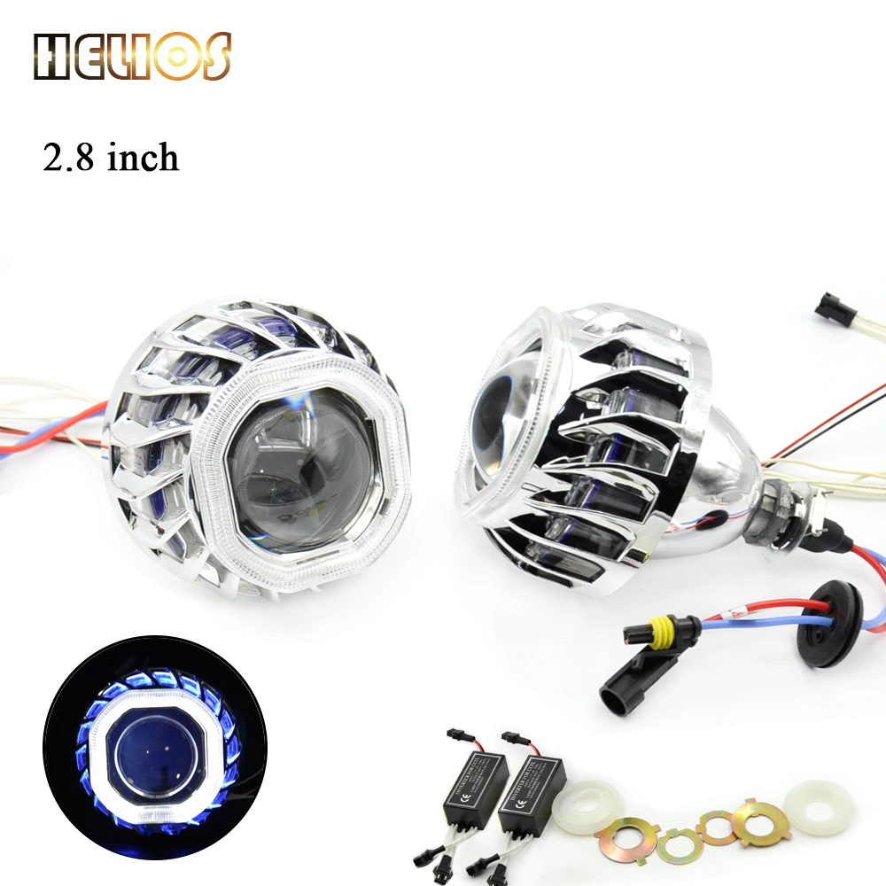 

2pcs 2.8 inch hid bixenon projector lens with square  angel eyes hid xenon bulb and CCFL back angel eyes auto lamp lens