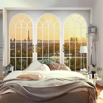 

Custom Wall Cloth Modern 3D Stereo Space Window Landscape City Building Mural Wallpaper Living Room Cafe Decor Papel De Parede