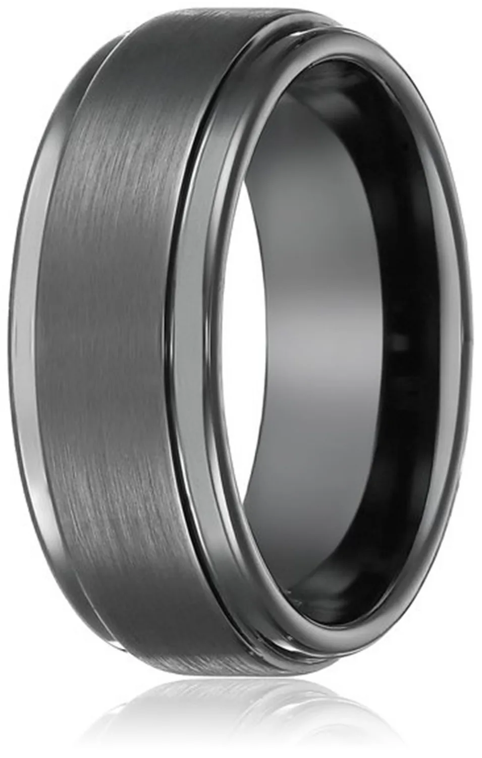 8mm Black High Polish Tungsten Carbide Men's Wedding Band Ring in