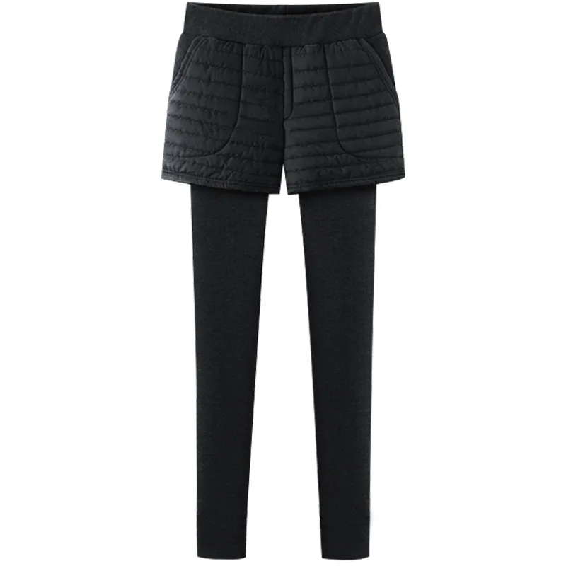 Зимние бархатные плотные обтягивающие леггинсы, брюки, Осенние Плотные хлопковые брюки, большой размер 5xl 6xl, высокая талия, теплые штаны для женщин - Цвет: Черный