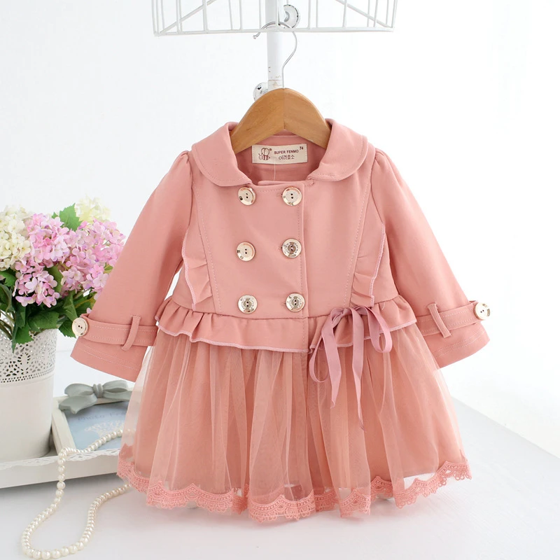 

Baby Dresses Pink Princess Girl Tulle Dress Long Sleeve Winter Clothes Ruffle Double-Breasted Coat A014 Infant Baby Girl Outfits