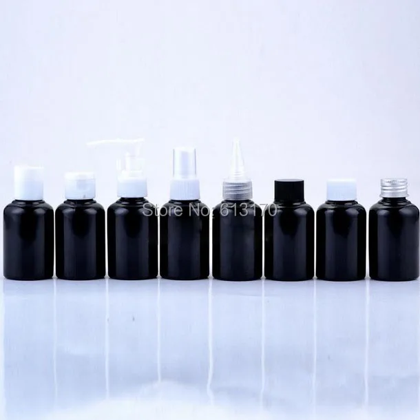 50ml Empty Screw Cap Bottles PET Shampoo Lotion pump bottle Black Spray Small sample Vials Cosmetic packing container. | Красота и