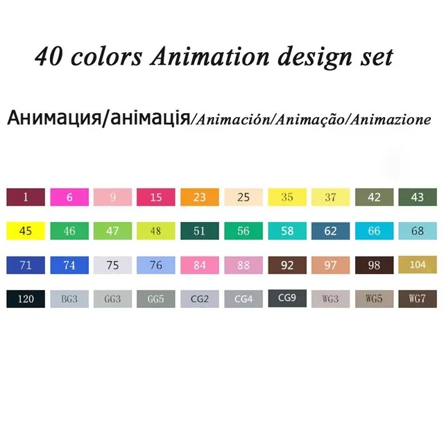 TOUCHFIVE 168 цветов, набор маркеров для творчества, двойная головка, эскизные маркеры, ручка для манги, дизайн для рисования, лайнер, маркеры, художественные канцелярские принадлежности - Цвет: 40 Animation Set