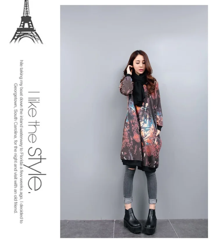 8390 Vintage Print Velvet Dress Long Sleeve Plus Size Women Thick Warm Hoodie Linen Winter Dresses Women 2018 Casual Sweatshirt Dress 6