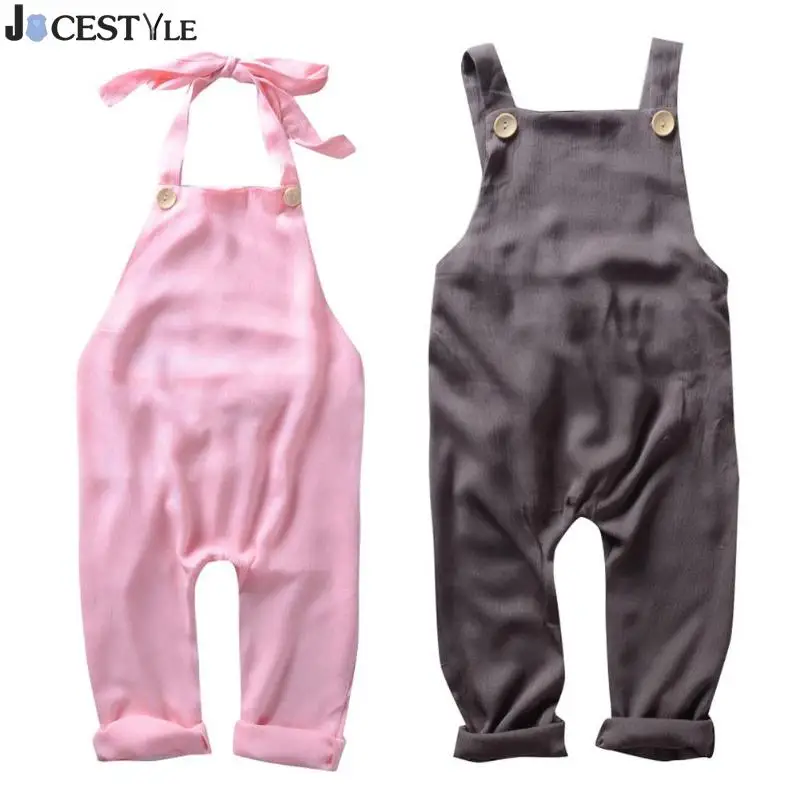 

Summer Girl Clothes Unisex Baby Jumsuit Fashion Cute Kids Suspender Trouser Romper Backless Chiffon Casual Halter Pants Overalls