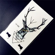 Deer Designs Waterproof Temporary Tattoo Sticker Women Body Arm Tatoo HYF062 Elk Horn Reindeer tattoo bucks antlers flash tattoo