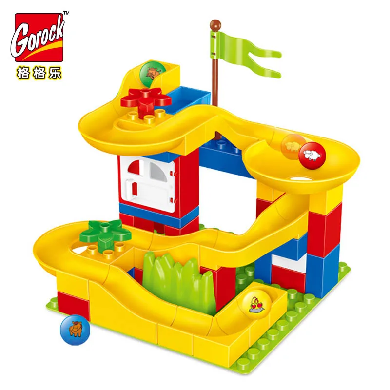 48pcs Marble Race Run Maze Ball Track Bricks Compatible big size Duplo Building Blocks assemble DIY Construction toys for kids | Игрушки и