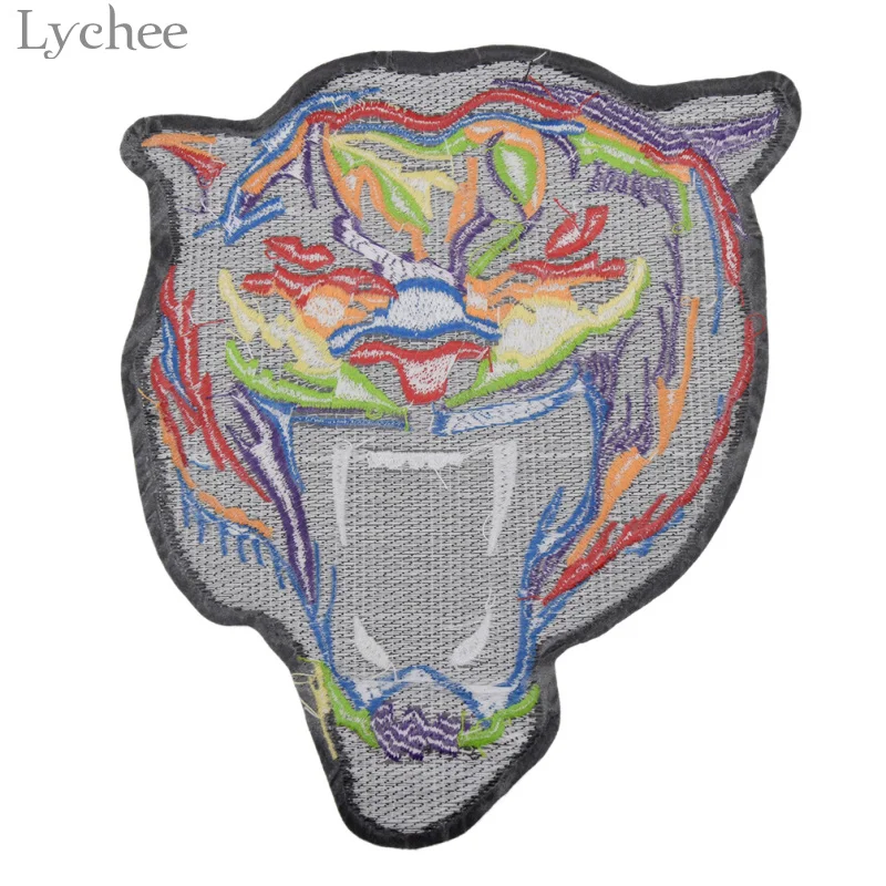 Lychee 1 шт., железная большая вышитая нашивка с головой тигра, нашивка для вышивки ручной работы, аксессуары для шитья, аппликации для одежды