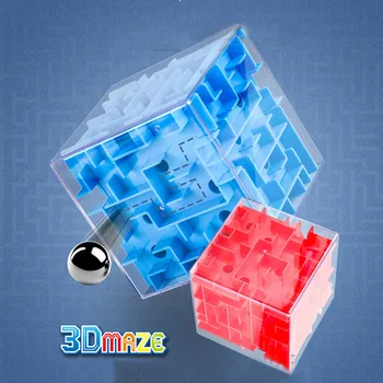 

3D Maze Six-sided Transparent Rolling Balls Speed Magic Cube Intellectual Challenge Stereoscopic 3D Maze Cube Toys for Children