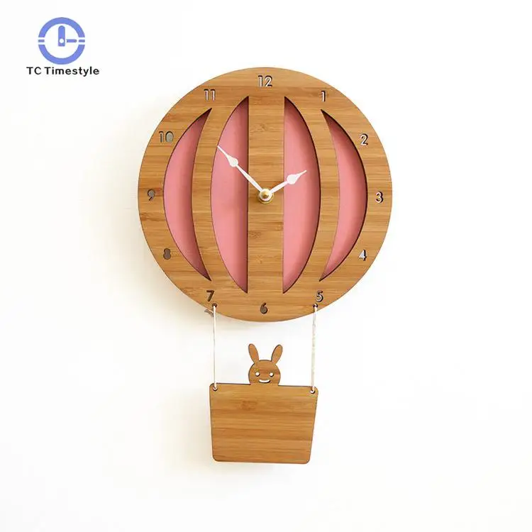 Natural Bamboo Hot Air Balloon Wall Clock Children's Room Cartoon
Modern Creative Quartz Table Mute Hanging Wall Clocks