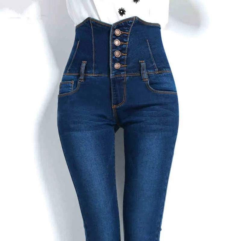 

Winter High Waist Jeans Women Stretch Trousers Plus Size Denim Blue Pencil Pants Female Jeans Femme Skinny Jeans Woman C2512