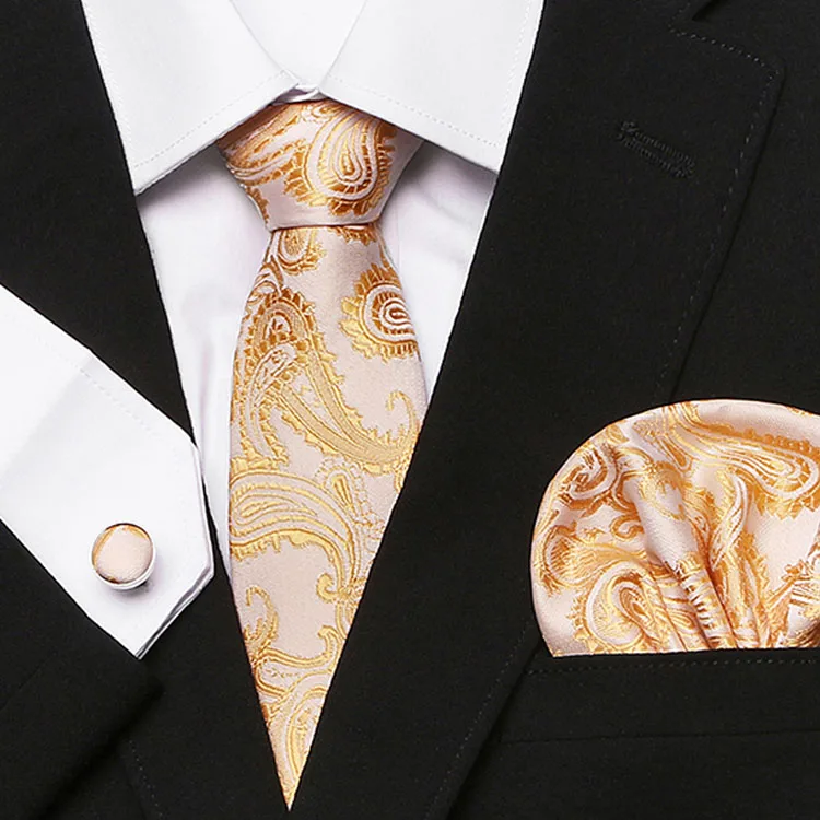 Стиль Для мужчин галстук в полоску Шелковый жаккардовый галстук Для мужчин; Подарочные носовые платки комплект запонок Бизнес Свадебная вечеринка галстуки для Для мужчин - Цвет: S32
