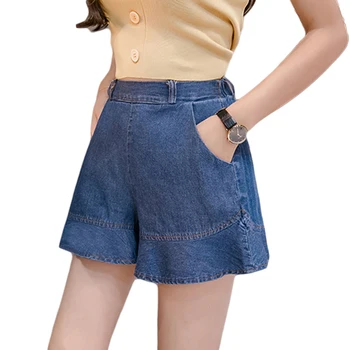 

New Arrival Plus Size 5XL Women's Jeans Shorts 2019 Summer Fashion High Waist Pockets Elastic Waist Loose Shorts Skirts CM175