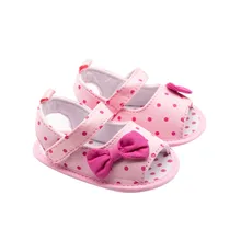 Летнее платье для маленьких девочек, детские сандалии, обувь милый новорожденный малыш волнистый горошек холст+ Бант Босоножки Размер 0-12 мес., комплект
