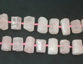 

Simple Cut Tube Natural Rose Quartz Beads, 8x12mm Faceted Nugget Rose Quartz Beads,15 inches per strand,Natural Nugget beads