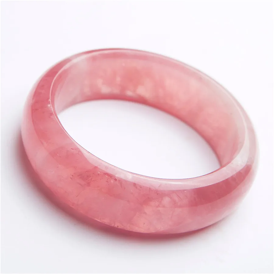 

Madagascar Pink Natural Rose Quartz Gemstone Crystal Bangle Bracelets For Women Lady Inner Diameter 57mm