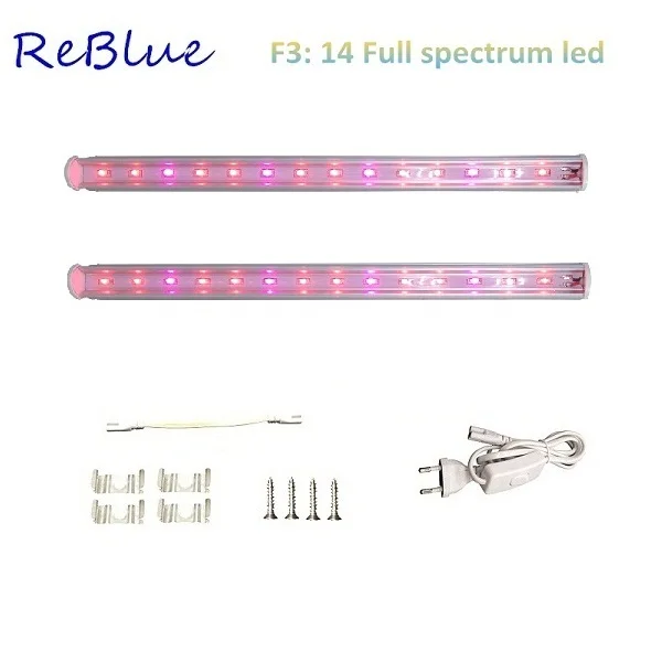 ReBlue Led Grow светильник расти светодиодные лампы 7 Вт растительная лампа для выращивания светильник для растений полный спектр для выращивания растений в помещении AC220V T5 лампы для растений - Испускаемый цвет: 2Pcs 14Full Spectrum