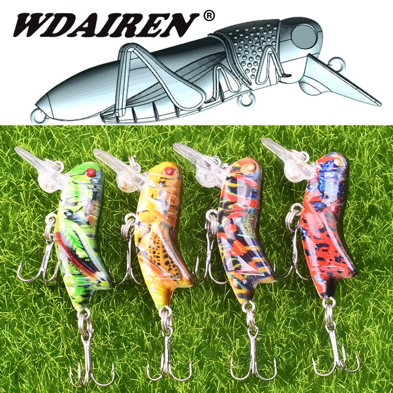 1pcs Insect Bionic Fishing Lure 45mm 3.5g Grasshopper Minnow Hard Baits Squid Artificial Swimbaits Bass Carp Pike Fishing Tackle-4