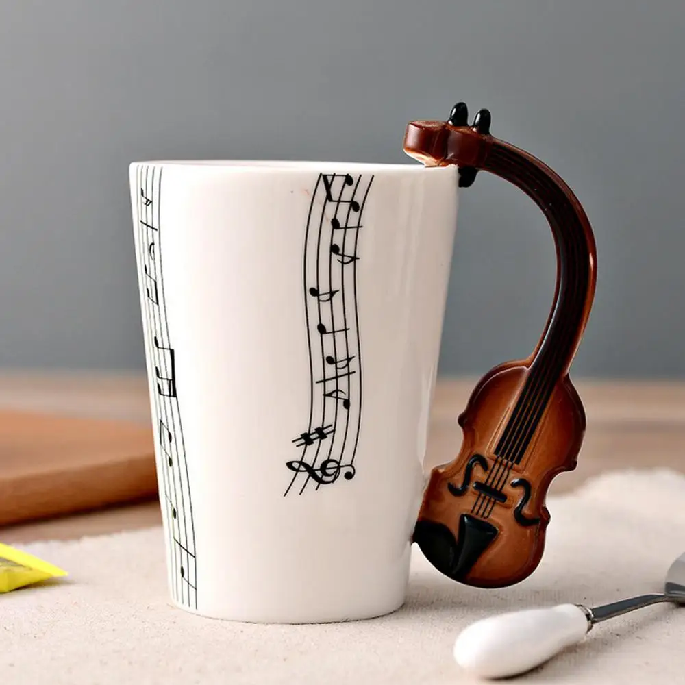 Violin B Керамика чашка личность молоко сок лимона музыкальный инструмент в форме ручка кружка Кофе Чай чашки Офис Посуда для напитков поставки - Цвет: Violin B