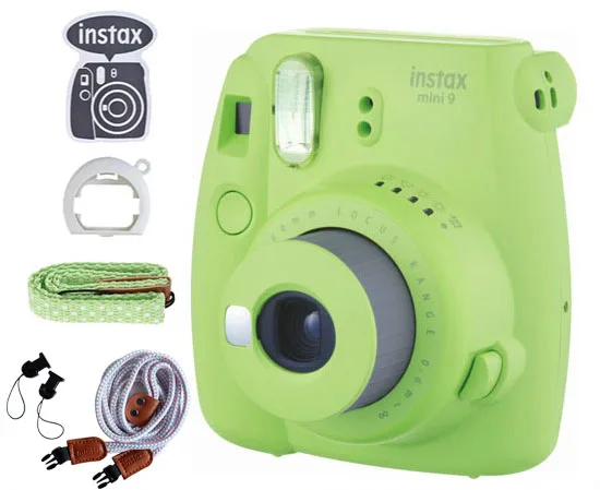 Lime Green Fuji Fujifilm Instax Mini 9 мгновенная камера для печати пленки Polaroid Обычная камера для фотосъемки с плечевым ремнем - Цвет: Lime Green
