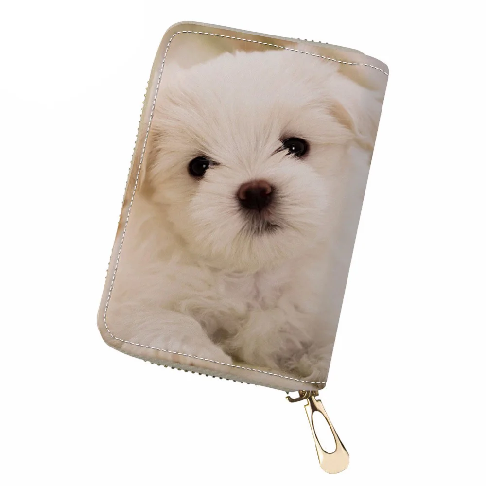 

NOISYDESIGNS Women PU Credit Card Holder Cute Dog Printing Leather Card ID Holders Ladies Driving License Cover Case for Card