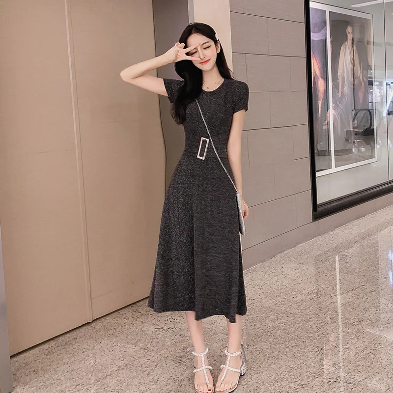 

Korean Version of Women New Thin Temperament Sparkle Date Very Beautiful Mid-length Dress Women 2019 Sashes Women Dress