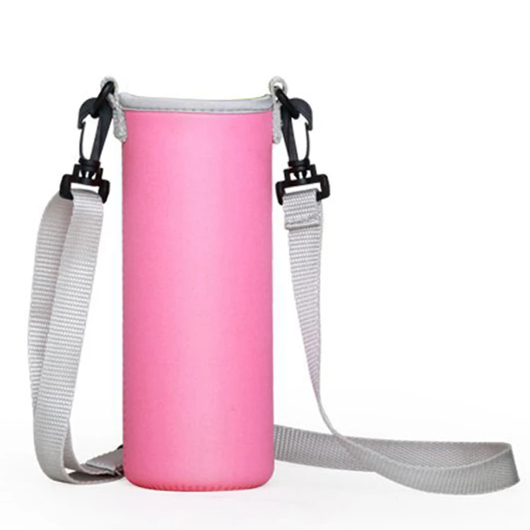 Горячая Распродажа, 550 мл, неопреновая сумка-держатель для бутылки с водой, изолированный чехол, сумка-держатель, ремешок для путешествий, съемный плечевой ремень, сумка-мессенджер - Цвет: pink