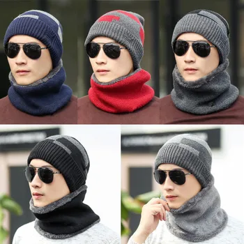 

Fashion Winter Hats Scarf For Women Men Thick Cotton Winter Accessories Set Female Male Beanie Scarf 2 Pieces/Set