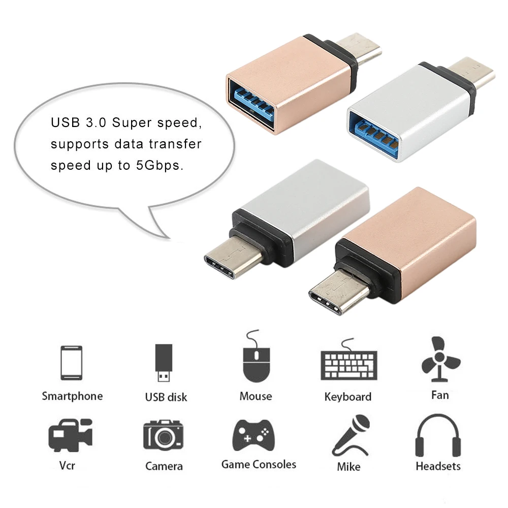 1PCS USB 3.0 Data Sync Adapter OTG Adapter Support Data Sync Charge Converter for Samsung Xiaomi Huawei phone with a USB Type-C