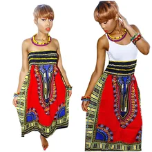 Dos maneras usan las mujeres dashikis impreso boho dress for girls sexy fuera del hombro vestidos novedad de la manera de las señoras vestidos africanos