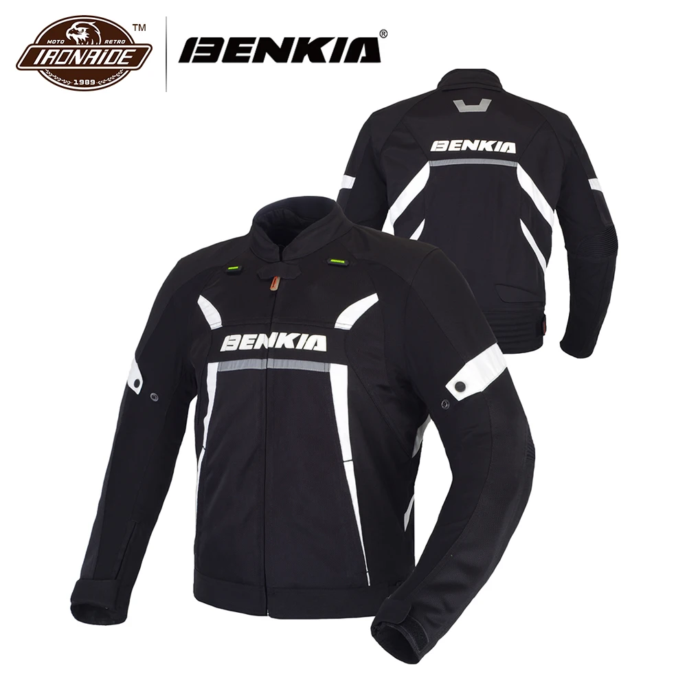 

BENKIA Motorcycle Jacket Men Windproof Moto Jacket Breathable Mesh Textile Biker Motorbike Jacket Armor Street Cruiser Clothing
