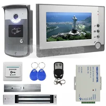 DIYSECUR Magnetic Lock 7 inch TFT Color Video Door Phone Visual Intercom Doorbell ID Unlocking RFID LED Night Vision Camera