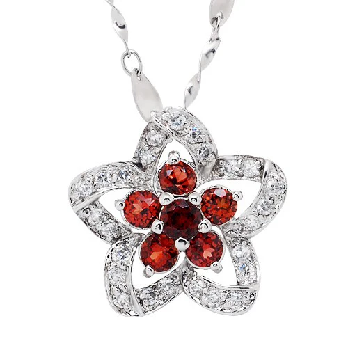 

Natural Garnet Pendant 925 Sterling Silver Necklace Woman Fashion Fine Elegant Jewelry Star Birthday Birthstone Gift SP0050G