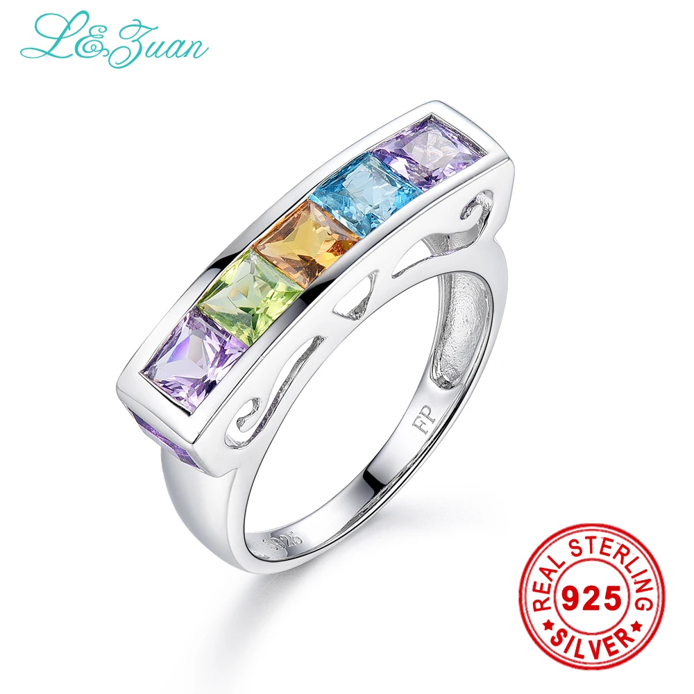 

l&zuan 925 sterling silver Natural 1.03ct Amethyst Purple Stone Prong Setting Ring Jewelry for Gift Black Friday