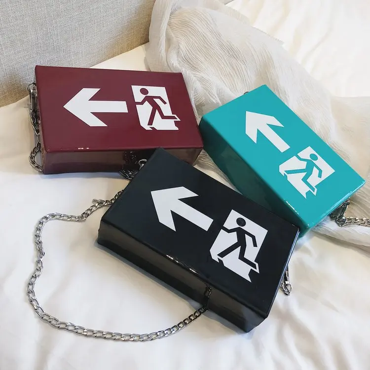 مضحك تصميم افتة الطباعة بو الجلود المرأة حقيبة crossbody حقيبة الكتف السيدات سلسلة مربع صغير حقيبة الهاتف المحفظة