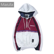Maxulla Мужские куртки из анорака половина молнии хип-хоп пуловер уличная стильная хип-хоп куртка с капюшоном уличная одежда Mla015