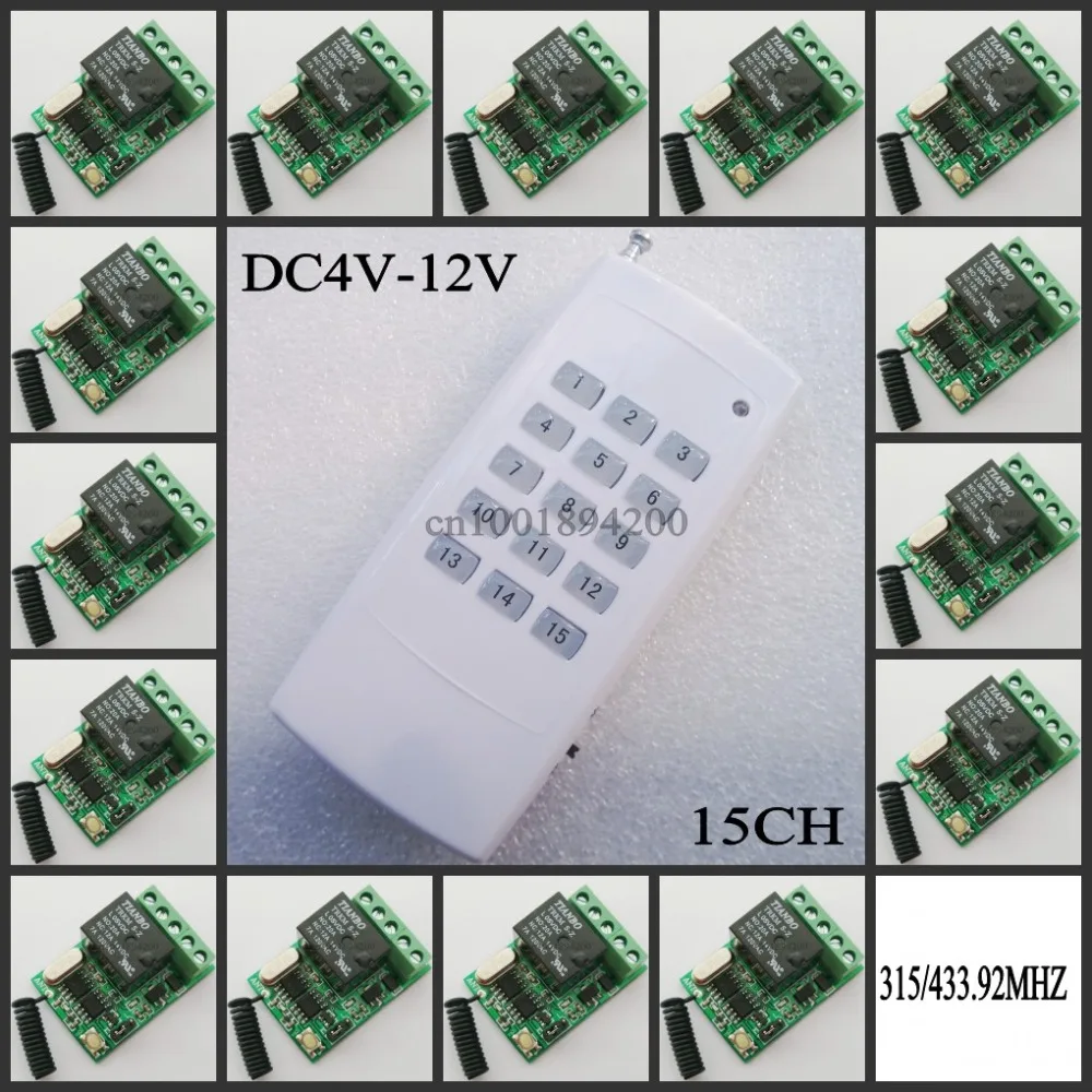 

DC 4V 5V 6V 7.4V 9V 12V Mini Relay Remote Control Switch NO COM NC Contact RF 15 pcs Receiver Transmitter Wireless RX TX 315433
