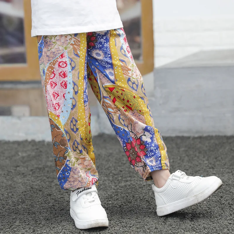 

Baby Boys Girls Clothes Spring Autumn Fashion Midwaist Trousers Beach Style Dance Casual Flora Boys Folklore Pants