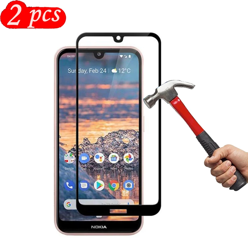 

2 Packs Full cover Tempered Glass for Nokia 2.2 Screen Protector 9H on Phone Protective Glass for Nokia 2.2 Glass Film