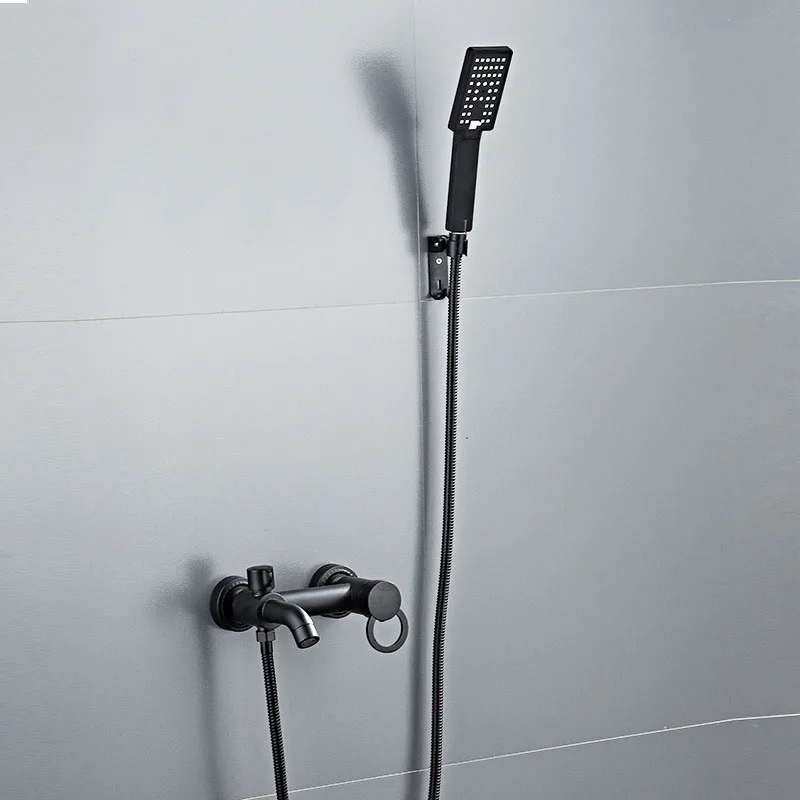 

Free shipping America style black color bathroom shower faucet set 4pc bathtub faucet with 150 cm shower hose and shower support