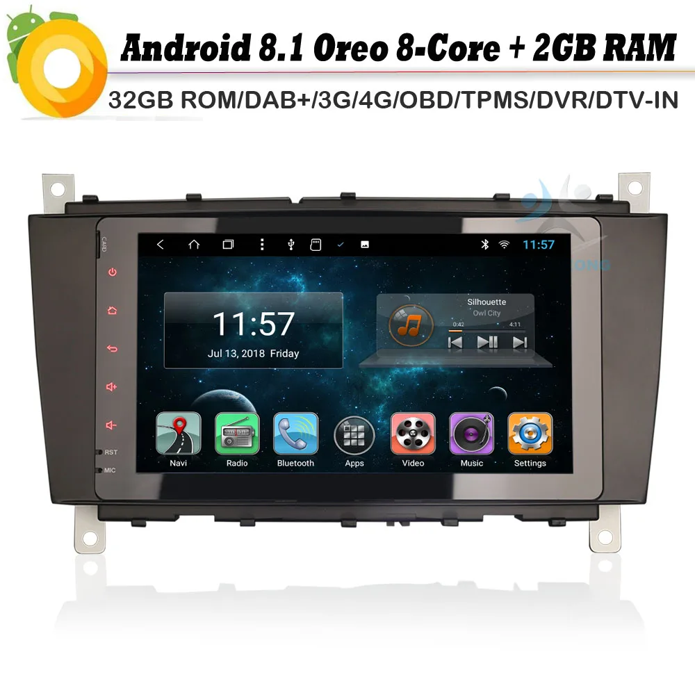 Sale Android 8.1 Autoradio DAB+ WiFi 4G Radio DVR OBD GPS Sat Nav for Mercedes Benz C/CLC/CLK Class W203 W209 Car Multimedia Player 0